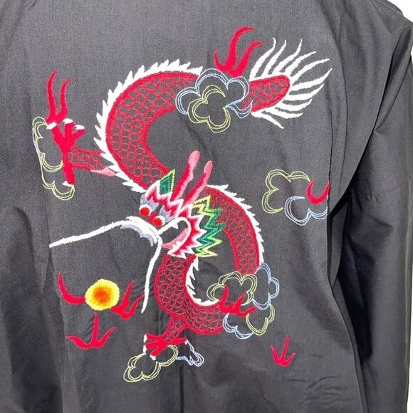 Spencer Gifts Robe Womens One Size OSFM Vintage Unisex Embroidered Dragon Black - Picture 3 of 12